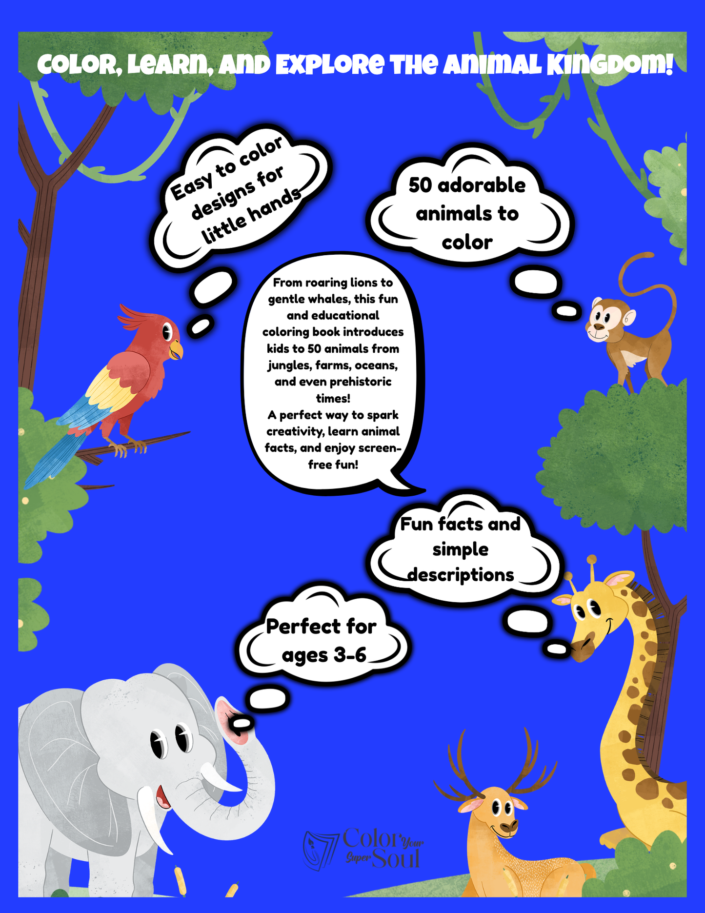 My First Animal Coloring Book for Kids Ages 3–6 | 50 Fun Animals to Color & Learn